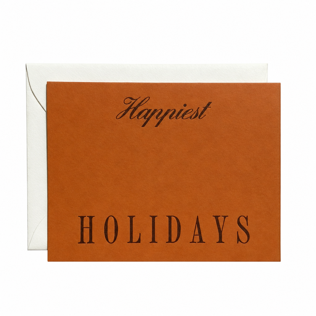 Happiest Holidays Card Rust