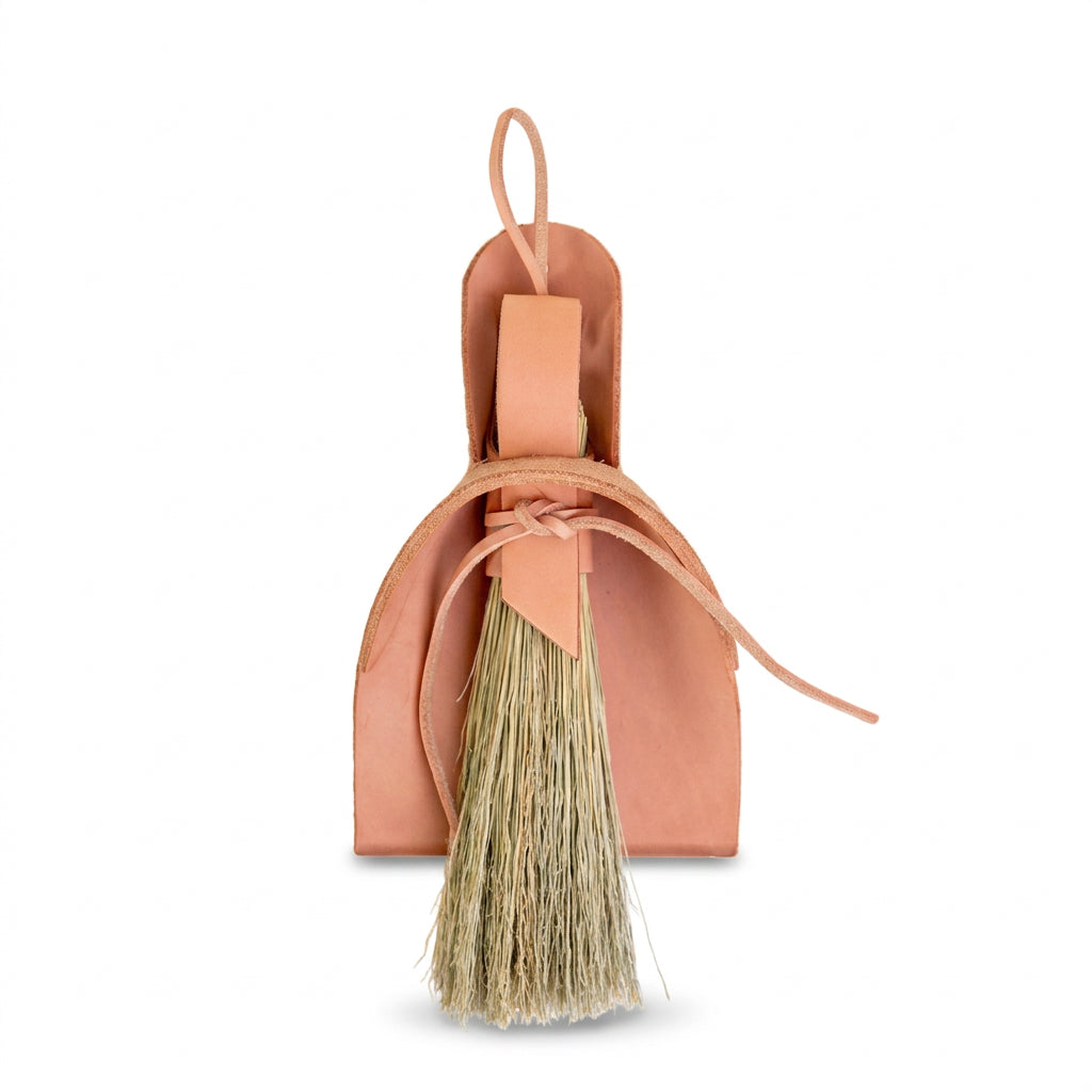 Leather broom & dustpan set
