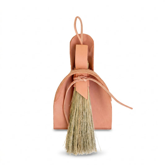 Leather broom & dustpan set
