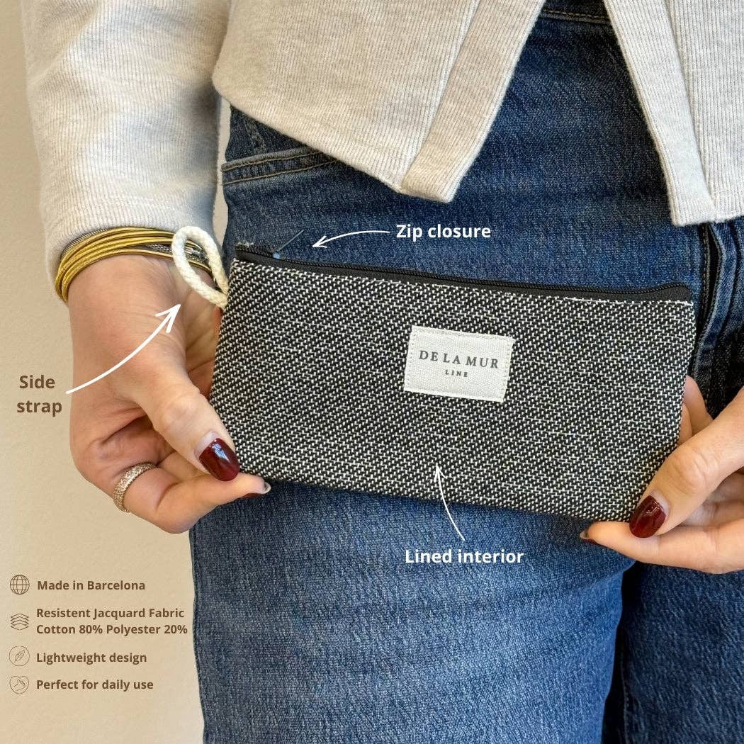 Navy Geometric Jacquard Eyewear Case