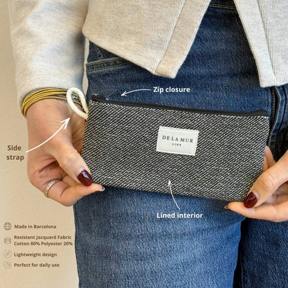 Navy Geometric Jacquard Eyewear Case