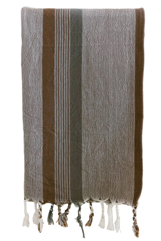 Turkish Cotton Towel Brown Stripe