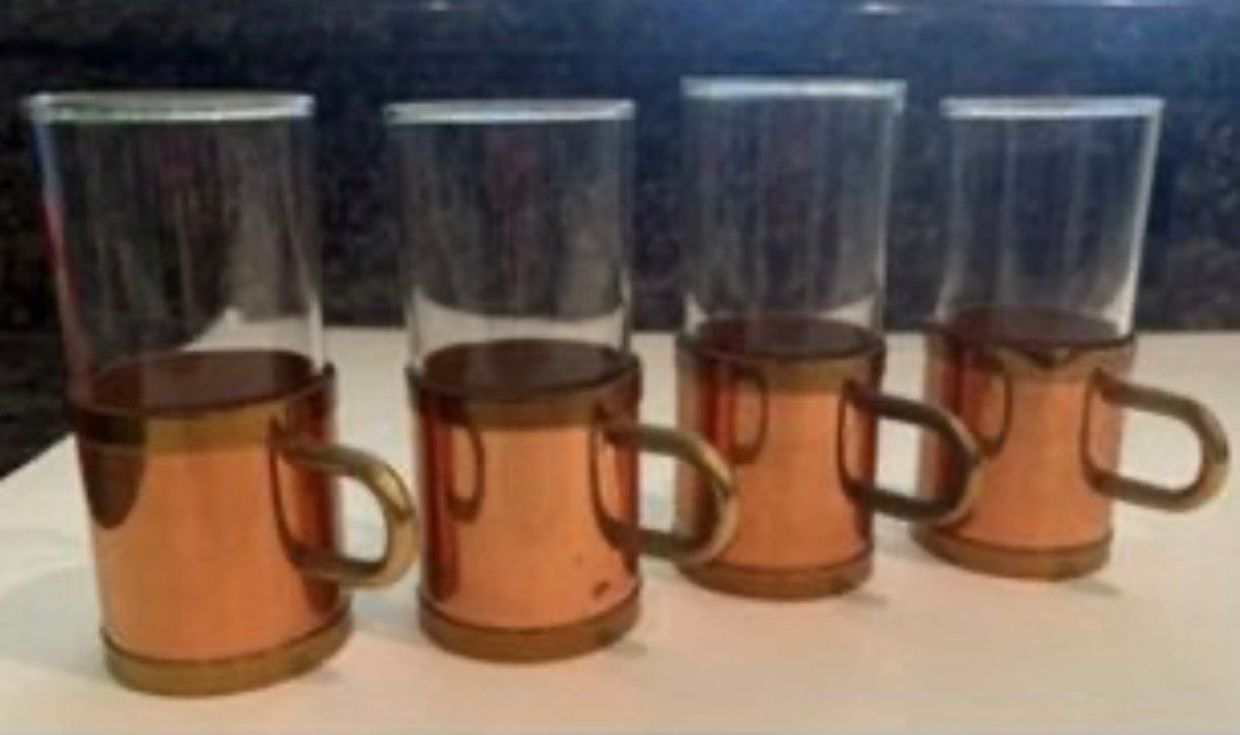 Copper-Sleeved Glass Tumblers, Set of 4