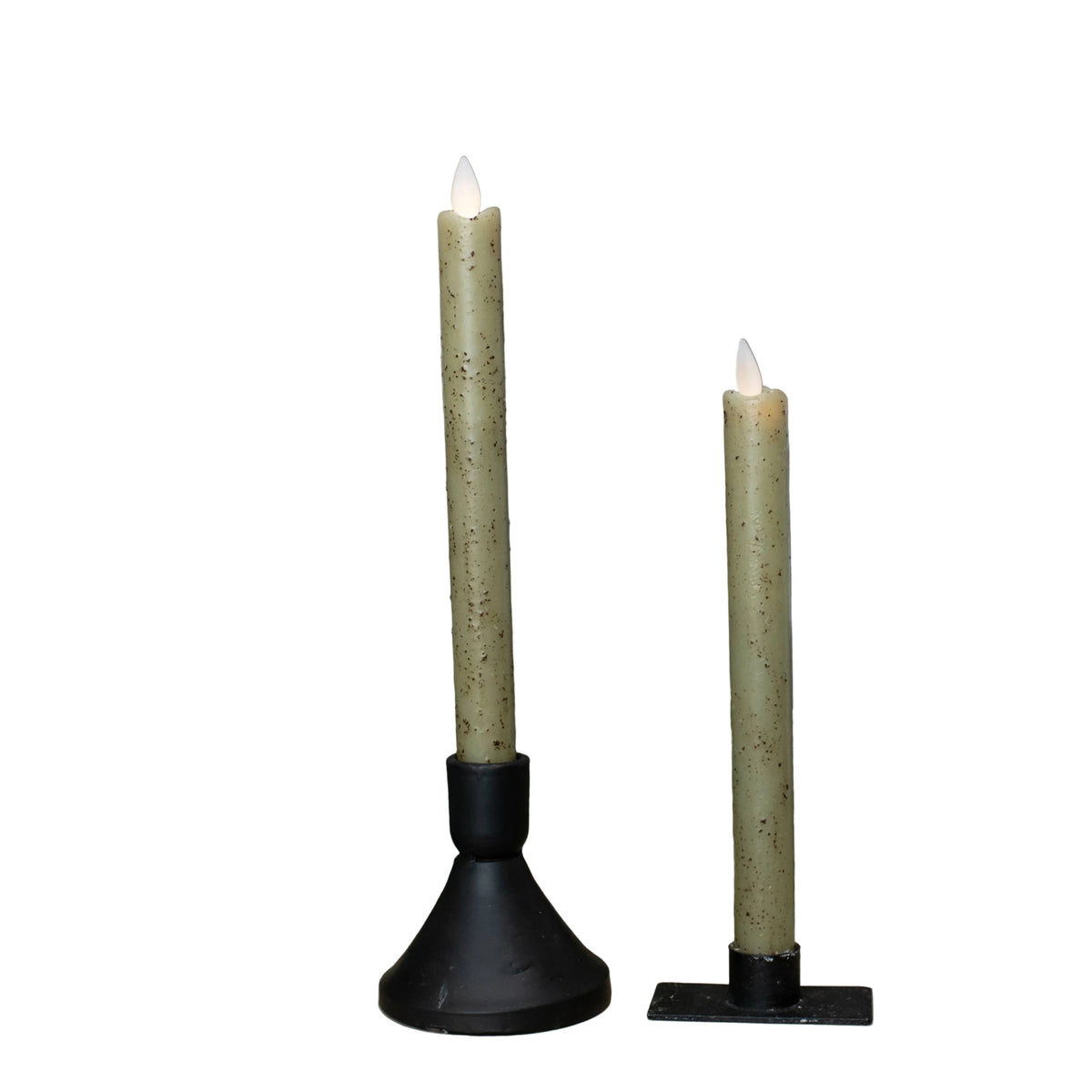 TALL MOVING FLAME GREEN TAPER CANDLE
