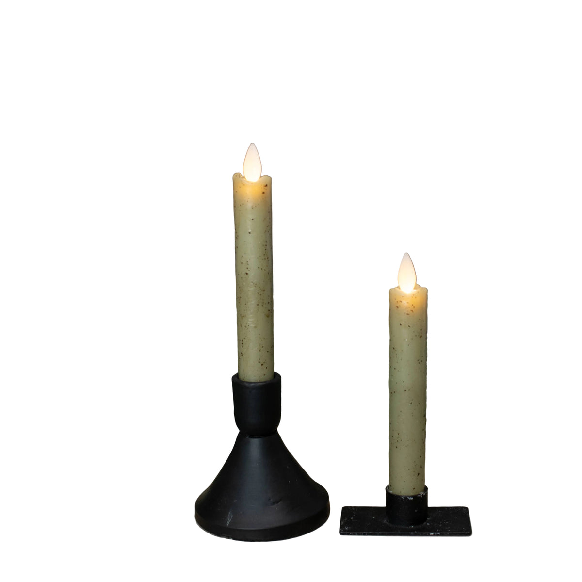 SHORT MOVING FLAME GREEN TAPER CANDLE